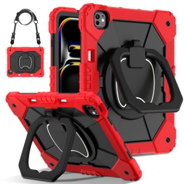 iPad Pro 13 2024 Red Black Silicone Hybrid Tablet Case - 1