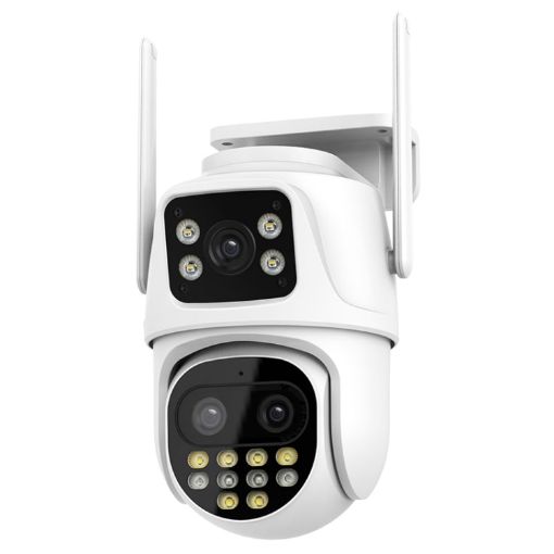 QX104 3MP WiFi Triple Camera with Face Recognition & AI Alarm (US Plug) - 1