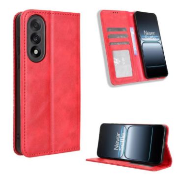 OnePlus Ace 5 Ultra 5G Red Leather Magnetic Buckle Phone Case Retro - 1