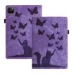 iPad Pro 13 2024 Purple Butterfly Cat Embossed Leather Tablet Case - 1