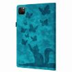 iPad Pro 13 2024 Sky Blue Butterfly Cat Embossed Leather Case - 3