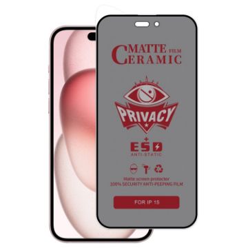 iPhone 15 Frosted Privacy Ceramic Film - Full Coverage Screen Protector - 1