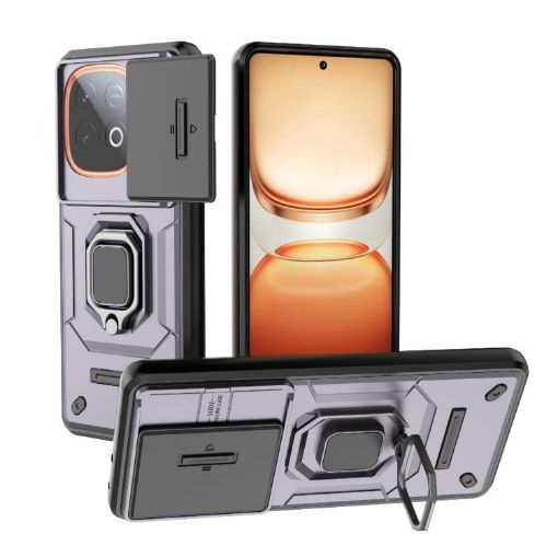 Vivo iQOO Z10 Turbo 5G Shockproof Case with Holder - Purple - 1