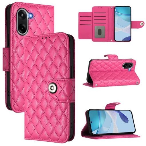OnePlus Ace 5 Racing Rhombic Texture Flip Leather Case with Lanyard - 1
