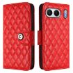 OnePlus Nord 4 5G Red Rhombic Texture Flip Leather Case with Lanyard - 2