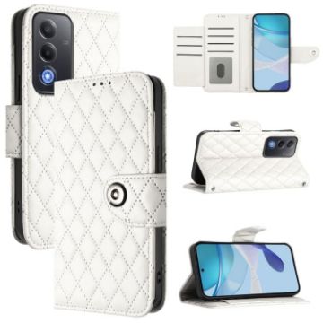 OPPO A5/A3 Pro 5G Rhombic Texture Flip Leather Case with Lanyard White - 1