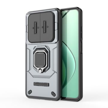 Realme 12 5G Shockproof Phone Case with Holder - Grey Camshield TPU + PC - 1