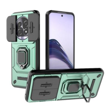 Realme 13 Pro 5G Green Shockproof Case with Holder - Camshield TPU + PC - 1