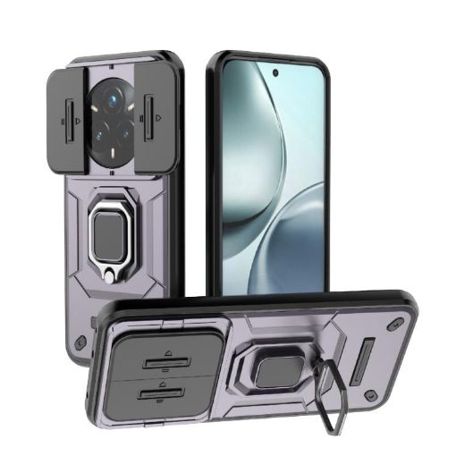 Realme 14 Pro+ 5G Purple Shockproof Case with Holder - Camshield TPU+PC - 1