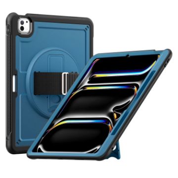 iPad Pro 13 2024 Honeycomb Grip Turntable Stand Case - Navy Blue - 1