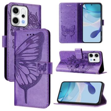 OPPO Reno14 5G Global Butterfly Leather Phone Case - Light Purple - 1