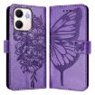 OPPO A5x 4G/5G Global Butterfly Embossed Leather Case Light Purple - 2