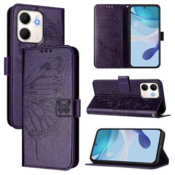 OPPO A5x 4G/5G Global Butterfly Leather Case - Dark Purple - 1
