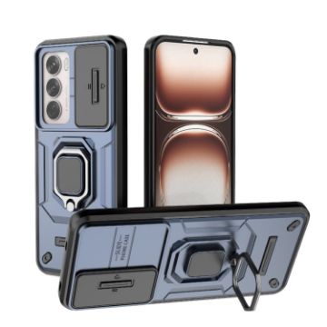 OPPO Reno12 Global Blue Shockproof Phone Case with Holder - Camshield TPU+PC - 1