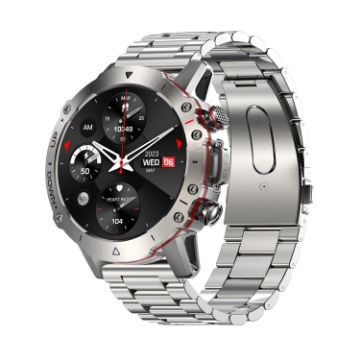 LEMFO ELF3 1.39" TFT Round Screen Smart Watch with Steel Strap, Silver - 1