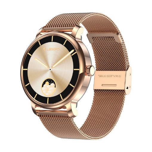 LEMFO LF35 Smart Watch Gold - 1.43" AMOLED, Steel Strap, Blood Oxygen - 1