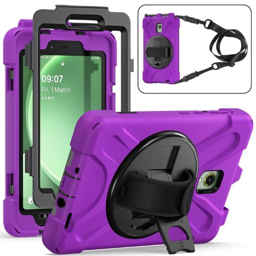 Samsung Galaxy Tab Active5 X300 Purple Case with Strap & Rotary Grip - 1