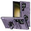 Samsung Galaxy S24 Ultra 5G Shockproof Card Case with Ring Holder Purple - 1