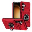 Samsung Galaxy A25 5G Shockproof Card Case with Ring Holder - Red - 1