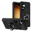 Samsung Galaxy A25 5G Shockproof Card Case with Ring Holder - Black - 1