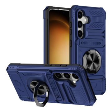 Samsung Galaxy A25 5G Shockproof Card Case with Ring Holder - Blue - 1