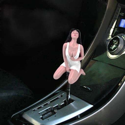 Universal White Gear Shift Knob with Rubber Covers for All Cars - 1
