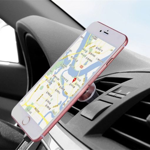 Universal Magnetic Car Phone Holder - Air Vent Mount for Smartphones (Silver) - 1
