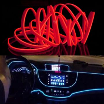 Red 2M Cold Light Flexible LED Strip for Car Decoration - 1