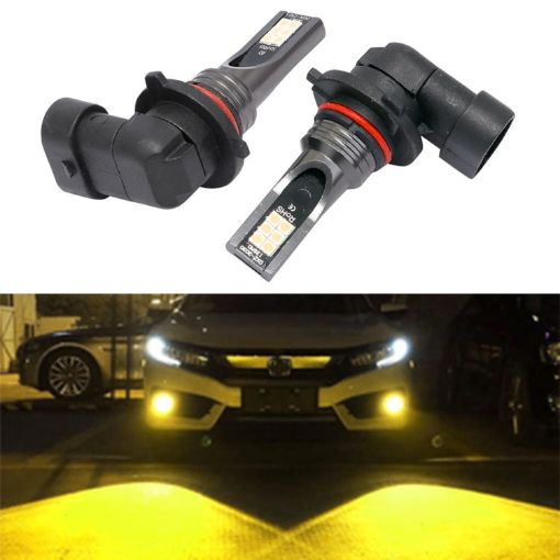 2 PCS 9005 Car LED Fog Light Yellow 12V-24V 12W 3000K 800LM 12LEDs - 1