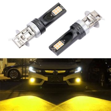 H3 Car LED Fog Light 12W 3000K 800LM 12LEDs SMD-3030 Yellow 2PCS - 1