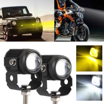 2 PCS DC9-36V 20W 6000K 3000K 2000LM Motorcycle Dual Color Headlights - 1