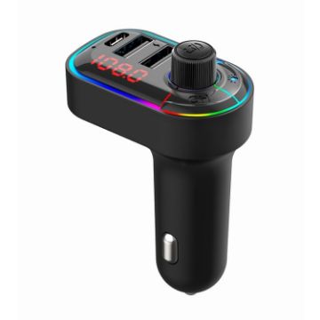 C12 Car Dual USB Charger & Bluetooth FM Transmitter with Light - 1