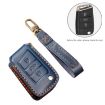Volkswagen Lavida B Style Blue Cowhide Leather Key Cover Case - 3
