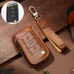 Volkswagen Lavida B Style Brown Cowhide Leather Key Cover Case - 1