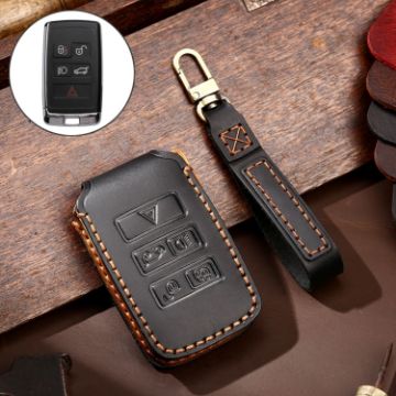 Hallmo Black Leather Key Cover for Land Rover Discovery 5 B Style - 1