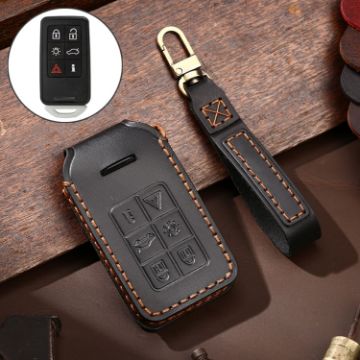 Volvo 6-Button Key Case - Hallmo Black Cowhide Leather Cover - 1