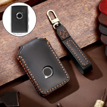 Volvo Car Key Cover - Black Cowhide Leather Protective Case by Hallmo - 1