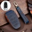 Hyundai 5-Button Key Case - Blue Cowhide Leather Protective Cover - 1