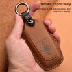 Ford Car Cowhide Leather Key Cover Case, Three Keys Version (Brown) - 4