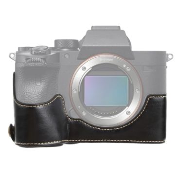 Sony ILCE-7RM4/A7RM4/A7R IV PU Leather Camera Half Case Base, Black - 1