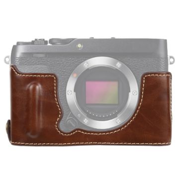 FUJIFILM XE4 PU Leather Camera Half Case Base, 1/4" Thread, Coffee - 1