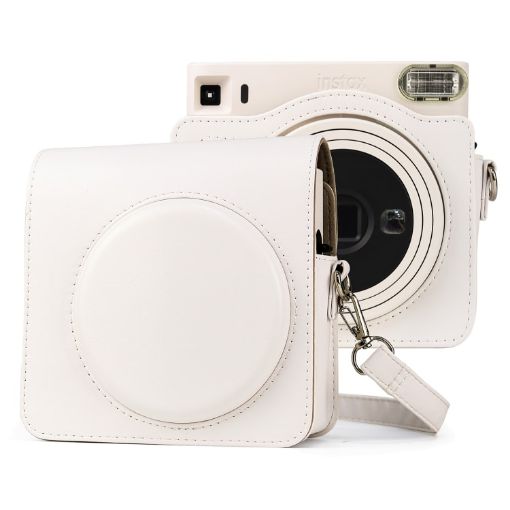 FUJIFILM instax Square SQ1 White PU Leather Camera Bag with Strap - 1