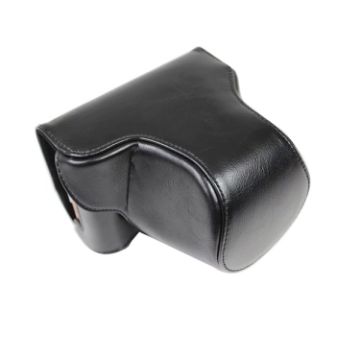 FUJIFILM X-A7/X-A20 PU Leather Camera Case Bag with Strap (Black) - 1