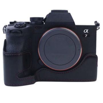 Sony A7 IV PU Leather Camera Half Case Base, 1/4" Thread, Black - 1