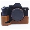 Sony A7 IV PU Leather Camera Half Case Base, 1/4" Thread, Brown - 1