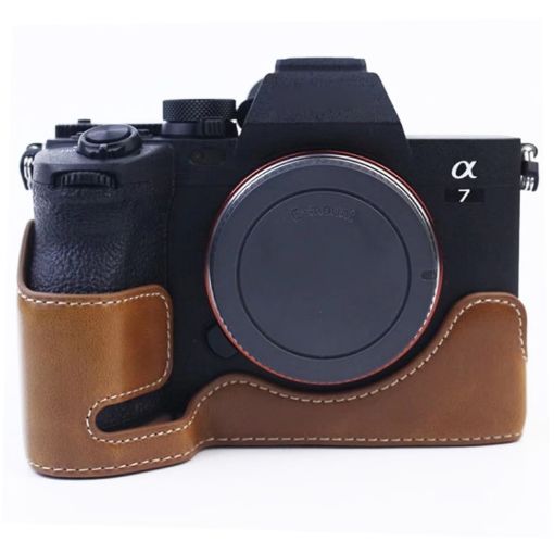 Sony A7 IV PU Leather Camera Half Case Base, 1/4" Thread, Brown - 1