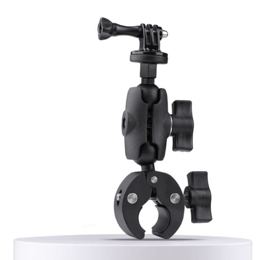 360 Rotation Adjustable Action Camera Holder for Bike/Motorcycle - Black - 1
