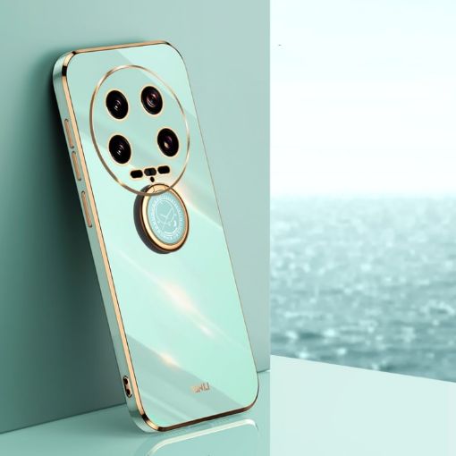 Xiaomi 14 Ultra 5G Mint Green 6D TPU Case with Ring Holder - 1