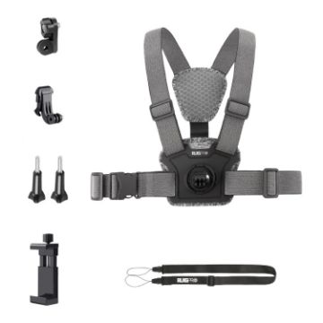 6 in 1 Phone Clamp Body Mount Belt Chest Strap with Screw - Grey - 1