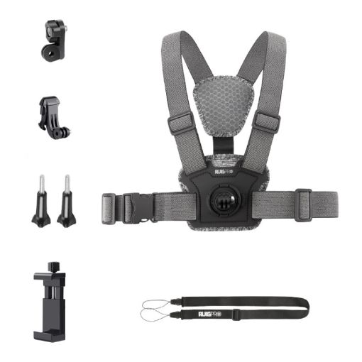 6 in 1 Phone Clamp Body Mount Belt Chest Strap with Screw - Grey - 1
